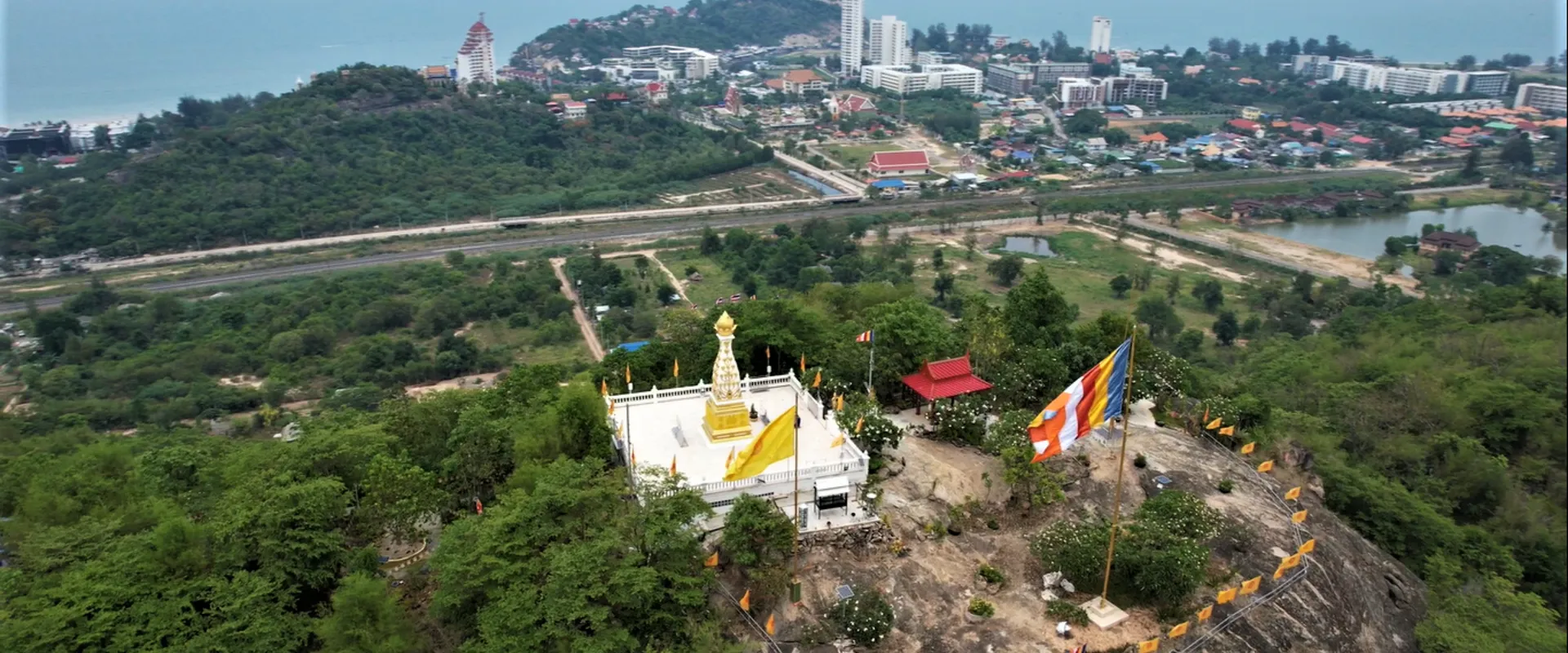 Wat Khao Sanam Chai hilltop shrine and coastal outlook in Nong Kae, Hua Hin.